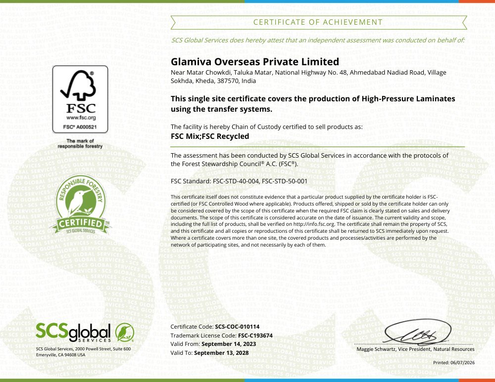 FSC® Chain of Custody certificate